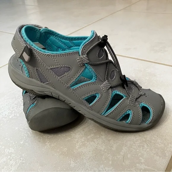 Eddie Bauer Trekking Shoe Teal/Gray Size 7 - Picture 2 of 10